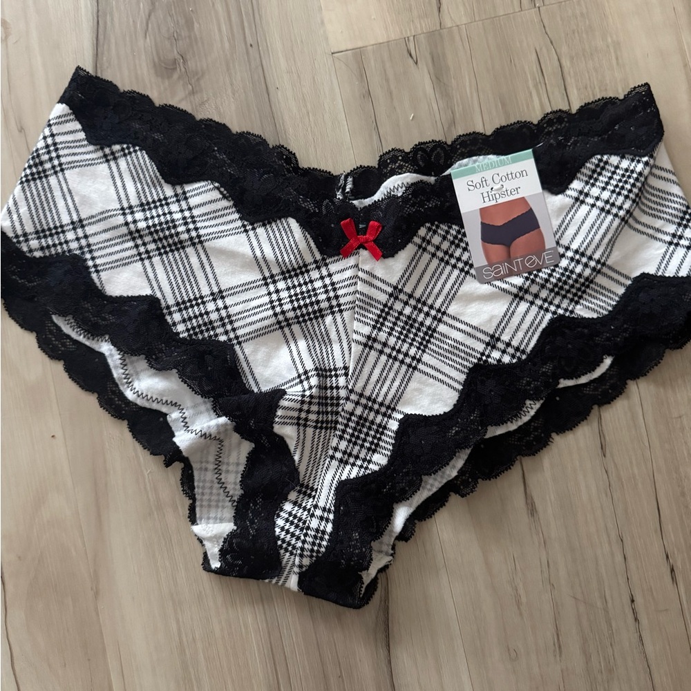 NWT Black and White Plaid Hipster Panties